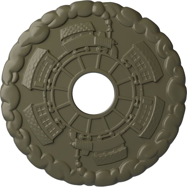 Ekena Millwork Kendall Train Station Medallion (Canopies up to 3 7/8"), 18 1/2"OD x 3 7/8"ID x 1"P, Painted Turtle CM18KDPTF - main